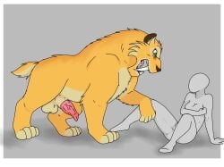 anon anonymous_female cunnilingus dick diego_(ice_age) feral feral_on_female feral_on_human furry furry_male furry_on_human ice_age_(series) male_focus monster monster_on_female monster_on_human saber-toothed_tiger