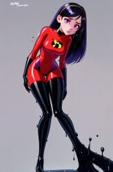 ai_generated bodysuit corruption female_only liquid_latex part_of_a_set the_incredibles transformation violet_parr