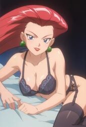 1girls ai_generated jessie_(pokemon) large_breasts lingerie looking_at_viewer pokemon tagme