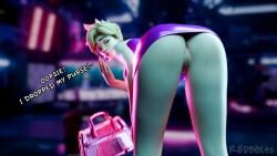 3d ass ass_focus bent_over bimbo blizzard_entertainment blonde_hair blurry_background curvy curvy_figure earrings female female_only looking_at_viewer looking_back nightclub overwatch overwatch_2 pink_dress pussy redbox42 showing_ass showing_pussy solo_female thick_thighs tracer