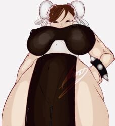 breasts breasts buns chun-li nipples no no_bra no_panties sheer street_fighter thighs viewed_from_below