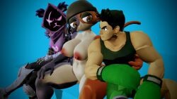 1boy 2024 2girls 3d 3d_(artwork) angry angry_face boxers boxing_gloves breasts catgirl crossover eastern_and_western_character epic_games female fortnite furry furry_female human little_mac male meow_skulls_(fortnite) muscular muscular_male nintendo nude nude_female punch_out raven_team_leader seductive_eyes