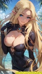 ai_generated ai_sluts alpha_(the_eminence_in_shadow) blonde_hair bodysuit breasts kage_no_jitsuryokusha_ni_naritakute! one_breast_out sole_female the_eminence_in_shadow