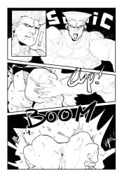 1boy 1girls anus ass ass_focus ass_grab ass_slap big_ass black_and_white breasts bubble_butt capcom comic comic_page dialogue flat_top guile huge_ass looking_at_another monochrome muscular muscular_male panties pussy ripped_clothing ripped_panties sakura_kasugano school_uniform schoolgirl shinobupp short_hair slap street_fighter sweat sweating sweaty_body sweaty_butt tank_top thick thick_ass thick_thighs torn_clothes