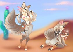 1girls anthro breasts cactus canine desert female female_only fur furry furry_only looking_at_viewer nude pipe pussy sif_(artist) smoking solo wolf