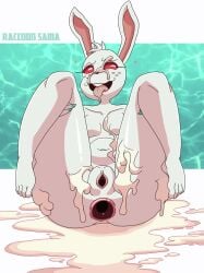 after_sex animal_crossing animated anthro anus biped bodily_fluids breasts cum cum_from_ass cum_in_ass cum_inside female freckles gaping gaping_anus genital_fluids genitals heart_symbol lagomorph leaking_cum leporid mammal nintendo nude pussy rabbit raccoon_sama ruby_(animal_crossing) solo thick_thighs tongue tongue_out white_body