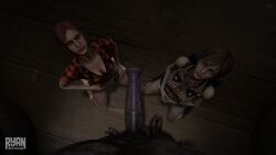 2girls 2girls1boy absurdly_large_cock alternate_costume capcom claire_redfield claire_redfield_(revelations) claire_redfield_(rodeo) cleavage cowgirl_outfit duo duo_female horsecock imminent_sex kneeling large_penis lipstick looking_at_viewer rebecca_chambers resident_evil resident_evil_0 resident_evil_revelations_2 ryandoesstuff short_hair short_hair_female short_shorts teasing_viewer zoophilia