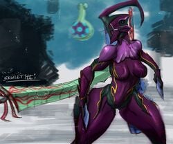 1girls alternate_color bodysuit breast carrier_(warframe) female female_only nyx_(warframe) sentinel_(warframe) solo warframe