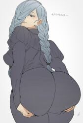 1girls ass ass_bigger_than_head ass_focus bangs_over_one_eye big_ass big_butt braided_hair bubble_ass bubble_butt evil_smile fat_ass fat_butt female_focus female_only femdom hair_over_one_eye huge_ass huge_butt japanese_text jiggle jiggling_ass jujutsu_kaisen mei_mei_(jujutsu_kaisen) mommy naughty_face sadistic_expression sadistic_smile smirk smirking smirking_at_viewer smug smug_face teasing teasing_viewer thick_thighs tight_clothing wobbling_ass