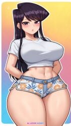 artist_request crop_top komi_shouko large_breasts thick_thighs