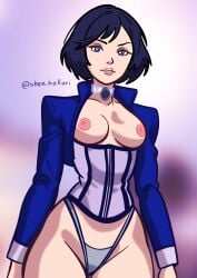 2d bioshock bioshock_infinite blue_eyes busty collar elizabeth_comstock female female_focus female_only hourglass_figure shen_hokori tagme wide_hips