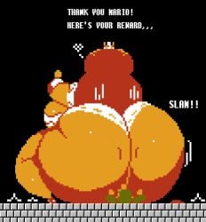 1girls artist_request big_ass butt_crush giantess huge_ass larger_female mario mario_(series) massive_ass pixel_art pixelated princess_peach princess_toadstool smaller_male tagme