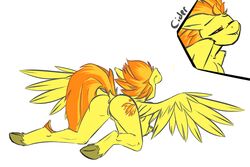 2013 amber_eyes anthro anthrofied ass cutie_mark equine female friendship_is_magic frumplechuck hair hooves horse knealing my_little_pony orange_hair pegasus plain_background pony solo spitfire_(mlp) two_tone_hair white_background wings wonderbolts_(mlp)