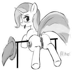 2014 anus ass cutie_mark equine female feral friendship_is_magic hair hat horn horse mammal mittsies monochrome my_little_pony pony pussy raised_tail solo tongue tongue_out trixie_(mlp) unicorn wizard_hat