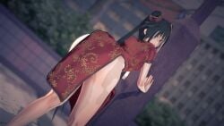 1girls 3d animated ass_shake black_hair china_dress female hair_bun jia_xichun_(limbus_company) limbus_company loop lune_(artist) no_sound project_moon tagme twintails video