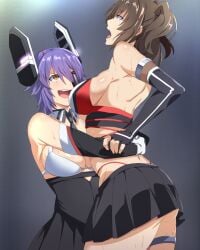 2girls bearhug catfight highres kantai_collection moroheiya_(moroheiya-works) multiple_girls sendai_(kantai_collection) tagme tenryuu_(kantai_collection) wrestling_outfit wrestling_ring