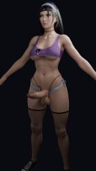 1futa 3d erection femdomgamer futa_only futanari kazama_jun milf model penis solo solo_futa t-pose tekken tekken_8