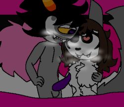 big_breasts breath_cloud gamzee_makara heart_eyes horns looking_at_partner lya naked nude purple_dick ready_for_sex tentacle_dick thick_thighs