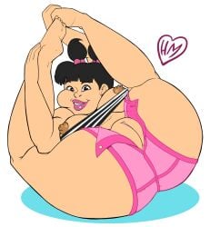 areolae big_breasts black_hair breasts cartoon_network chubby chubby_female clitoris_through_clothes curvy curvy_figure erect_nipples female female_focus female_only fresh_tv harvey_mutton innie_pussy lipstick looking_at_viewer makeup nipples pink_lipstick pink_short_shorts pinup pinup_pose sadie_(tdi) shimapan short_hair short_shorts striped_panties tagme teletoon total_drama_island twintails warner_bros warner_brothers white_background