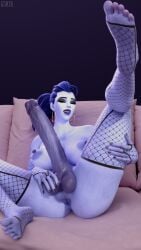 1futa 3d 3d_(artwork) 3d_model 3d_render anus ass balls ballsack big_penis biting_lip blue_body blue_hair blue_skin breasts cock-tail earrings erect_futa erect_penis erection feet feet_up fishnets futa_only futa_sans_pussy futanari grabbing grabbing_balls gtmtr huge_balls huge_cock large_penis lip_biting looking_at_viewer nipples nyl_widowmaker overwatch overwatch_2 penis ponytail pose self_upload smile smug spread_legs stockings stroking stroking_penis tied_hair tongue tongue_out uncircumcised widowmaker