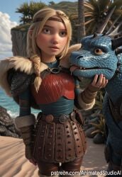 1girl ai_generated astrid_hofferson blonde_hair blue_eyes cleavage dreamworks how_to_train_your_dragon large_breasts nude perfect_body pussy solo
