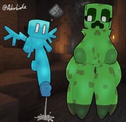 adorbinite allay_(minecraft) black_sclera blocky blocky_anatomy blocky_body blocky_head blue_body blue_penis blush blush_lines blushing blushing_male butt_fang butt_from_the_front cave cave_background cave_interior cock creeper creeper_(minecraft) cum cum_on_ground dick female floating four_legs glowing_eyes green_body green_fur green_nipples green_skin hyper hyper_penis imminent_sex leaking_cum leaking_precum long_penis looking_at_another looking_at_penis male microsoft minecraft minecraft_background minecraft_block minecraft_mob mojang nervous no_arms on_fours part_1 penis precum precum_on_ground premature_ejaculation presenting presenting_balls presenting_penis pussy sweat sweating tagme thick_ass thick_butt thick_legs thick_penis thick_thighs torch white_eyes white_pupils