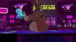 alcohol bar bar_counter bartender beer beer_mug big_ass big_breasts bikini butt_focus cuffs eyepatch fazclaire's_nightclub:_the_rearousal fexa fexa_(cryptia) fexa_(cryptiacurves) five_nights_in_anime fnia fox_girl fox_tail fredina's_nightclub handing_over red_fur sitting sitting_on_bar_counter spiked_collar spiked_cuffs tail tail_focus thicc thick thick_thighs vrchat vrchat_avatar vrchat_media vrchat_model