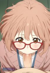 1girl 1girl1boy aged_up ai_assisted ai_generated anime_screencap arousal blowjob brown_eyes brown_hair close_up cock deepthroat erect eyes_rolled_back fellatio floating_hair intimate licking lustful moaning open_cardigan oral_sex penis pleasure quivering saliva short_hair slobber suction tongue worship