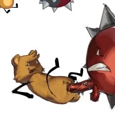 1boy 1girl ii inanimate_insanity living_object lornan1hater male male/female non-human object_show object_shows penis_against_pussy spiked_penis spikes spikey_(ii) straight teddy_bear teddybear_(ii)