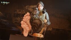 3d anna_marie barefoot clothed_female feet feet_focus feet_out female female_only looking_at_viewer metro_exodus soles solo_female yeetiques