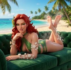 1girls ai_generated ass ass_focus barefeet barefoot big_ass cleavage dc dc_comics dominant_female feet feet_fetish feet_together foot_fetish foot_focus foot_play fortnite fortnite:_battle_royale game goddess poison_ivy poison_ivy_(fortnite) realistic relaxing seductive_look seductive_pose seductive_smile sexy sexy_pose smirk soles soles_feet soles_fetish sweaty_feet
