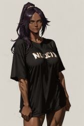 1girls ai_generated bleach dark-skinned_female dark_skin high_ponytail long_hair ponytail purple_hair shihouin_yoruichi tagme