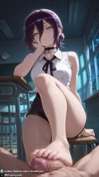 1girls ai_generated barefoot breasts chainsaw_man classroom clothed clothed_female clothed_female_nude_male clothed_sex curvy curvy_body curvy_female dreamyan_ai feet foot_fetish foot_focus footjob green_eyes hi_res high_quality high_resolution highres looking_at_viewer male_pov medium_breasts pov purple_hair reze_(chainsaw_man) school seductive seductive_eyes seductive_look seductive_mouth seductive_pose seductive_smile short_hair small_breasts smile smiling thick_ass thick_thighs thighs toes uncensored