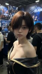 1girl ai_generated big_breasts breasts evie_(stellar_blade) realistic short_hair stellar_blade:_blood_rain tomboy