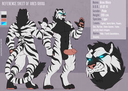 2013 abs anthro ares_ahiro balls beard erection facial_hair feline furry glowing_eyes male male_only mammal model_sheet muscles nude penis tiger white_tiger wolfy-nail