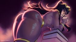 1girls 2d ass black_hair breasts female female_only fire_emblem fire_emblem_awakening light-skinned_female light_skin looking_at_viewer looking_back nintendo playzholder skintight skintight_clothing solo solo_female sweat tagme tharja_(fire_emblem) thighs translucent_clothing