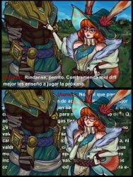 1boy 1girls aurora_(league_of_legends) bunny_ears bunny_girl child_bearing_hips curvaceous curvaceous_body curvaceous_female curvaceous_figure curvaceous_hips curvaceous_thighs league_of_legends league_of_legends:_wild_rift nasus sfw vastaya waifu