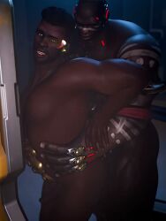 anal anal_sex animated ass bald baptiste bara big_ass dark-skinned_male dark_skin doomfist gay jiggle jiggling_ass male male_only muscular muscular_male no_sound overwatch tagme video