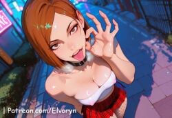1girls ai_generated ass ass_grab big_ass big_breasts blush breast_grab breasts brown_eyes brown_hair clothes clothing cute cute_face duo exposed_breasts female female_focus jujutsu_kaisen kugisaki_nobara large_ass large_breasts light-skinned_female light_skin long_hair looking_at_viewer male nipples nobara_kugisaki open_mouth pink_nipples pussy sexy sexy_body sexy_female standing younger_female