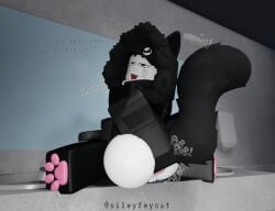 bell_collar big_butt black_cap black_fur black_hood black_thigh_highs black_thighhighs bodysuit cap cat_boy cat_ears cat_tail catboy collar collar_bell digging_into_butt digging_up_in_they_ass faggot femboy feminine_male fingering fingering_anus fingering_ass fingering_from_behind fingering_self fluffy_tail gay holster holster_strap holstered_pistol hood hood_up male paw_socks paws plump_ass plump_butt roblox robloxian small_penis smaller_male solo solo_focus stockings thigh_highs thighhighs tiny_penis white_skin