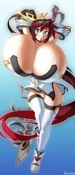 angstrom arms_behind_head arms_up big_breasts huge_breasts hyper hyper_breasts kaguya_nanbu nanbu_kaguya pussy_peek super_robot_wars super_robot_wars_og_saga_mugen_no_frontier super_robot_wars_original_generation