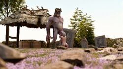 1girls 1monster 3d back_view belethor's_smut big_penis blowjob braid cd_projekt_red ciri completely_nude fellatio female giant kneeling_oral_position light-skinned_female light_skin monster nude oral oral_sex outdoors penis penis_grab scar sucking_penis the_witcher_(series) the_witcher_3:_wild_hunt the_witcher_4 wet_body white_hair witcher_medallion