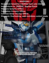 2026 3d 3d_(artwork) 3d_render big_breasts bigger_female blue_eyes clothed_female cybertronian dark-skinned_male female human human_male robot robot_girl smaller_male soundpunk501 steam strongarm_(transformers) thick_thighs transformers