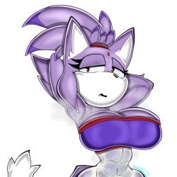 artist_signature big_breasts blaze_the_cat blaze_the_cat_(om) cat_ears cat_girl clothed_female outcome_memories purple_fur roblox_game sega sonic_(series) sonic_the_hedgehog_(series) steaming_body sweaty_body two-tone_fur wabbix_toons