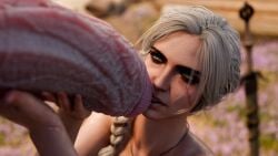 1girls 1monster 3d belethor's_smut big_penis braid cd_projekt_red ciri completely_nude female freckles freckles_on_face giant green_eyes imminent_oral light-skinned_female light_skin mascara monster nude outdoors penis penis_grab penis_on_face scar the_witcher_(series) the_witcher_3:_wild_hunt the_witcher_4 wet_body white_hair witcher_medallion