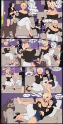 2girls acting_like_a_dog butt clothing comic dog dog_collar mother_and_daughter shadman shock_collar