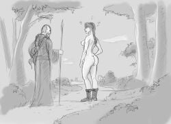 1boy 1girls clothed_male_nude_female nude nude_female original sketch wuulfenblade