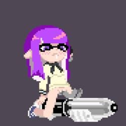 animated cute drool drooling freckles humping_object inkling inkling_girl light-skinned_female light_skin no_sour notknot42 pixel_art purple_hair rubbing_pussy splatoon tagme