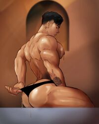 1boy big_ass big_ass_(male) big_breasts big_pecs dripping idoraado male male_only wet xexh