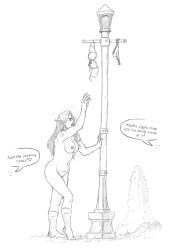 1girls bra elf elf_female english_text full_body lightpost nude nude_female original panties speech_bubble wuulfenblade
